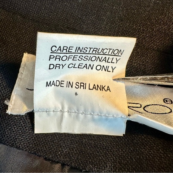 Sandro Vintage Black Linen-Blend Blazer with Pearl Shell Buttons Plus Size 22 - Picture 8 of 14